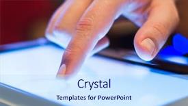  Presentation with closeup of foosball table soccer - Amazing presentation theme having lcd monitor - closeup of finger touching screen backdrop and a sky blue colored foreground