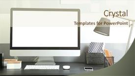  Presentation with monitor computer - Cool new theme with lcd monitor - comfortable workplace with modern computer backdrop and a cream colored foreground