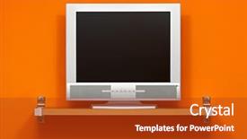  Presentation with orange - PPT theme having lcd tv against orange wall background and a crimson colored foreground