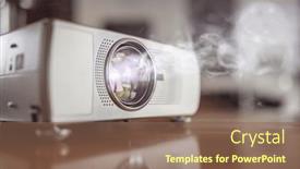  Presentation with video conference - Theme having lcd-video-projector-at-business background and a violet colored foreground