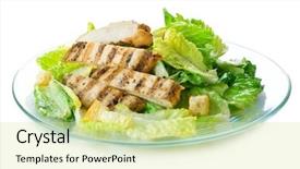  Presentation with salad - Presentation theme having caesar salad isolated on white background and a blonde colored foreground