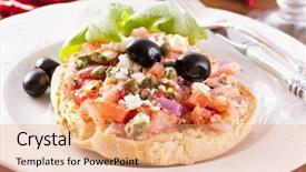  Presentation with black women no relationship - Theme with le frese with bruschetta and black olives background and a coral colored foreground