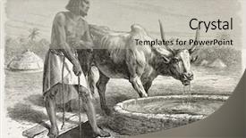  Presentation with illustration for 75th birthday party - Presentation theme having le man - abyssinian drinking trough old illustration background and a light gray colored foreground