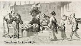  Presentation with old man - Theme enhanced with le man - grain merchants in yedo tokyo background and a light gray colored foreground