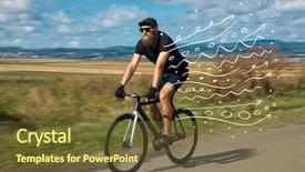  Presentation with person looking out in nature - PPT theme featuring lea - fashion person riding bicycle background and a  colored foreground