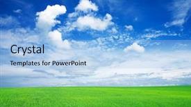  Presentation with law blue sky scales - Beautiful slide deck featuring lea - field on a background backdrop and a light blue colored foreground