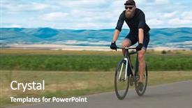  Presentation with cyclist - Colorful theme enhanced with lea - natural view with cyclist going backdrop and a violet colored foreground