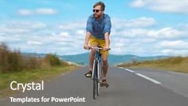  Presentation with cyclist - Colorful slide set enhanced with lea - natural view with cyclist going backdrop and a tawny brown colored foreground