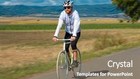  Presentation with cyclist - Amazing presentation theme having lea - natural view with cyclist going backdrop and a coral colored foreground