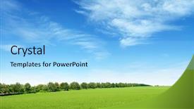  Presentation with law blue sky scales - Cool new theme with lea - spring meadow and blue sky backdrop and a light blue colored foreground