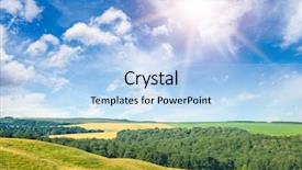  Presentation with sunny sky - Beautiful presentation featuring lea - sunny pasture landscape and bright backdrop and a light blue colored foreground