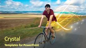  Presentation with magical - PPT theme consisting of lea - young cyclist riding bicycle background and a  colored foreground