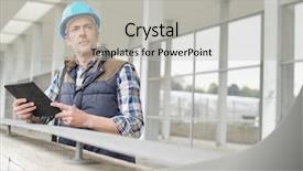  Presentation with lead - Slide set enhanced with lead architect checking work sight background and a light gray colored foreground