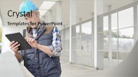  Presentation with lead - Presentation design enhanced with lead architect checking work sight background and a light gray colored foreground