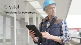  Presentation with lead - Presentation theme consisting of lead architect checking work sight background and a light gray colored foreground