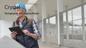  Presentation with lead - PPT theme consisting of lead architect checking work sight background and a light gray colored foreground