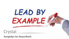  Presentation with example - Presentation design with lead-by-example-concept background and a white colored foreground