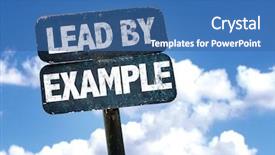  Presentation with example - Beautiful presentation theme featuring lead by example sign backdrop and a ocean colored foreground