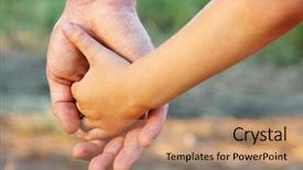  Presentation with father son hands - Audience pleasing theme consisting of lead generation - family father and child son backdrop and a coral colored foreground