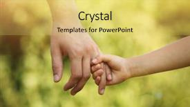  Presentation with daughter - Presentation theme enhanced with lead generation - father and daughter hands outdoors background and a yellow colored foreground