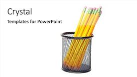  Presentation with lead metal - PPT theme consisting of lead pencils in metal pot on a white background background and a white colored foreground
