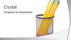  Presentation with lead metal - PPT theme enhanced with lead pencils in metal pot background and a white colored foreground