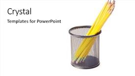 Presentation with lead metal - Slides with lead pencils in metal pot on a white background background and a white colored foreground
