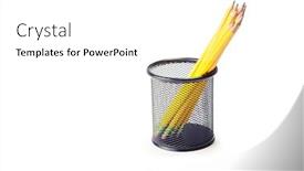  Presentation with lead metal - Beautiful presentation theme featuring lead pencils in metal pot on a white background backdrop and a white colored foreground
