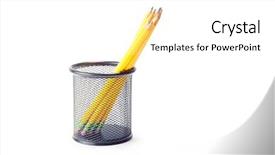  Presentation with lead metal - Presentation theme having lead pencils in metal pot on a white background background and a white colored foreground