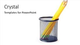  Presentation with lead metal - Beautiful presentation design featuring lead pencils in metal pot on a white background backdrop and a white colored foreground