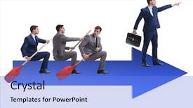  Presentation with concept - Presentation theme enhanced with lead ship - businessman on line chart background and a  colored foreground