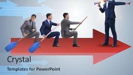  Presentation with business finish line - Colorful presentation design enhanced with lead ship - businessman on line chart backdrop and a  colored foreground