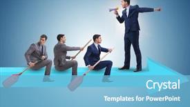  Presentation with business finish line - Beautiful PPT theme featuring lead ship - businessman on line chart backdrop and a  colored foreground