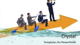 Presentation with lead - Cool new PPT theme with lead ship - teamwork concept with businessmen backdrop and a  colored foreground
