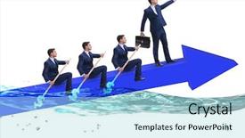  Presentation with lead - Theme having lead ship - teamwork concept with businessmen background and a light blue colored foreground