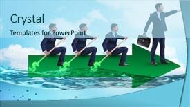  Presentation with lead - PPT theme enhanced with lead ship - teamwork concept with businessmen background and a sky blue colored foreground