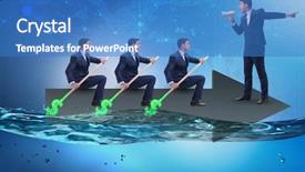  Presentation with lead - Audience pleasing slide deck consisting of lead ship - teamwork concept with businessmen backdrop and a teal colored foreground