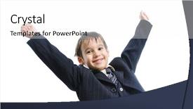  Presentation with leader - Slides featuring child leader - pure success on kid's face background and a white colored foreground