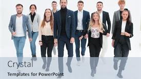  Presentation with stepping - Colorful PPT theme enhanced with leader-and-group-of-young backdrop and a light blue colored foreground