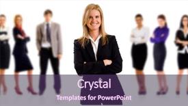  Presentation with team leader - Presentation theme having leader and her team young background and a violet colored foreground