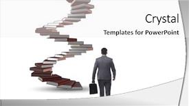  Presentation with career career progression and promotion - Presentation theme having leader books - career progression through investment background and a white colored foreground