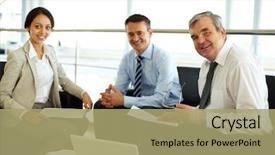  Presentation with team leader - Amazing PPT theme having leader competition - portrait of happy team looking backdrop and a mint green colored foreground