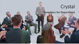  Presentation with team training - Cool new PPT layouts with leader conducts training with business backdrop and a  colored foreground