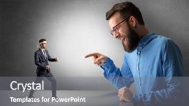  Presentation with yelling - PPT theme enhanced with artifice - giant hipster man yelling background and a gray colored foreground