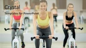  Presentation with successful women entrepreneurs - Presentation design having successful young women in sportswear background and a coral colored foreground