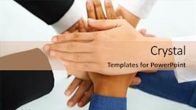 Presentation with unity - Presentation theme having leader hands and his employess background and a  colored foreground
