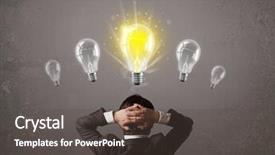  Presentation with light bulb - Slide deck having leader innovation - business person having an bright background and a dark gray colored foreground