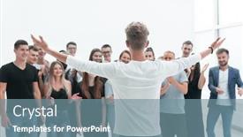  Presentation with diverse people - Theme enhanced with leader-is-looking background and a seafoam green colored foreground