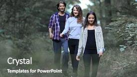  Presentation with forest road - Presentation theme having his team along a forest background and a  colored foreground