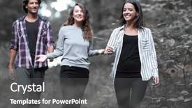  Presentation with forest road - PPT theme featuring his team along a forest background and a dark gray colored foreground